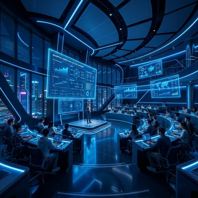 Futuristic classroom hologram