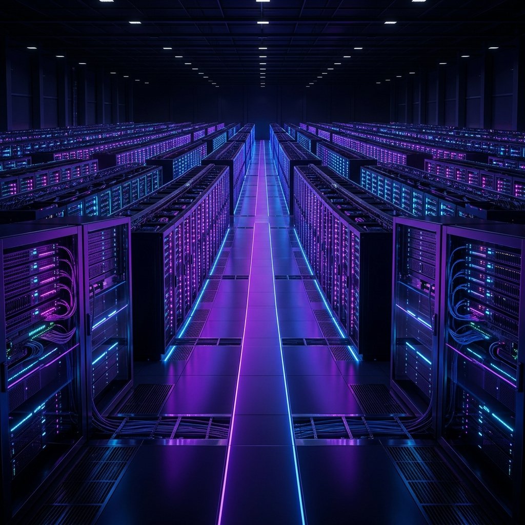 Cinematic 16:9 Landscape View of Claude Mythos Datacenter