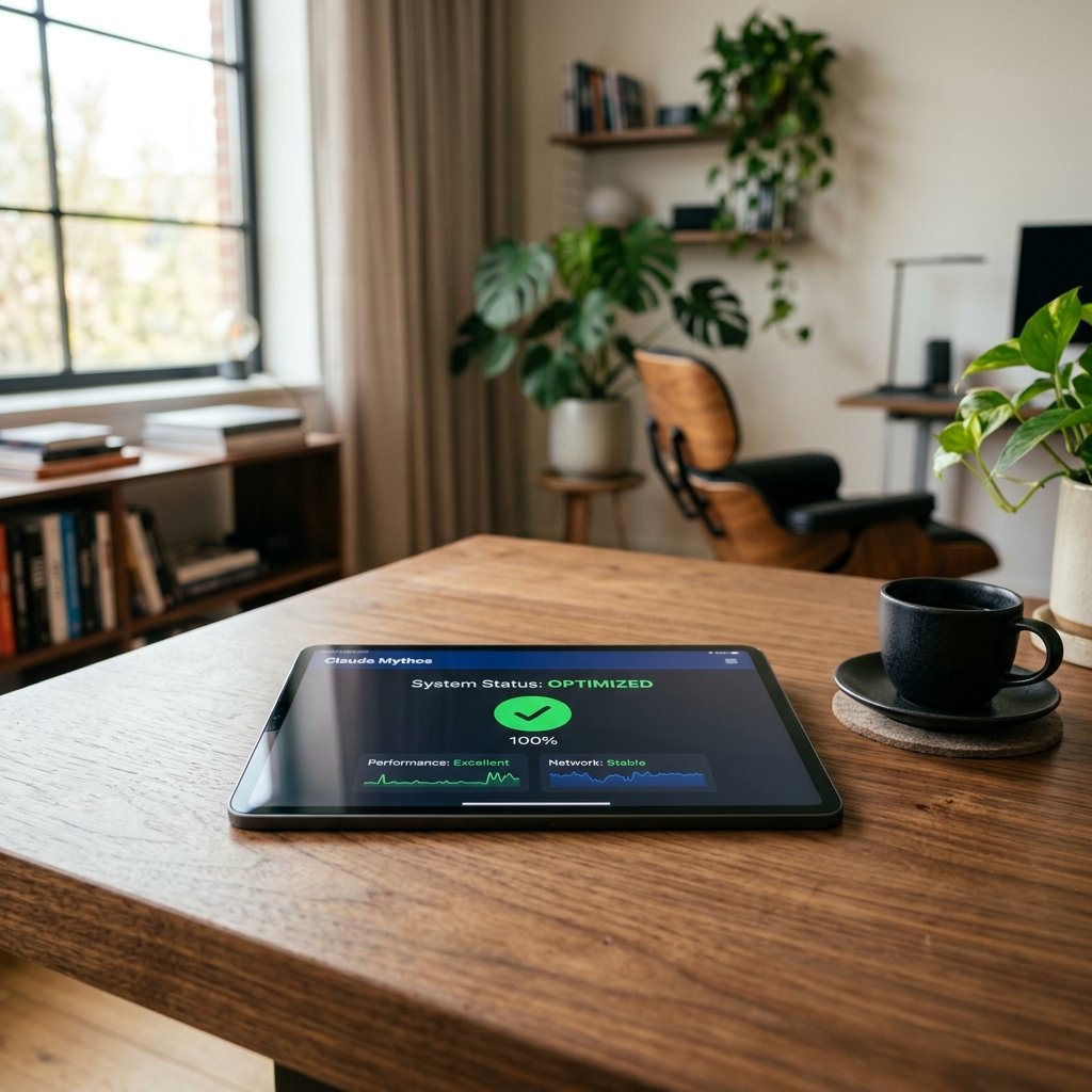 Cinematic 16:9 Landscape View of sleek tablet with optimized dashboard
